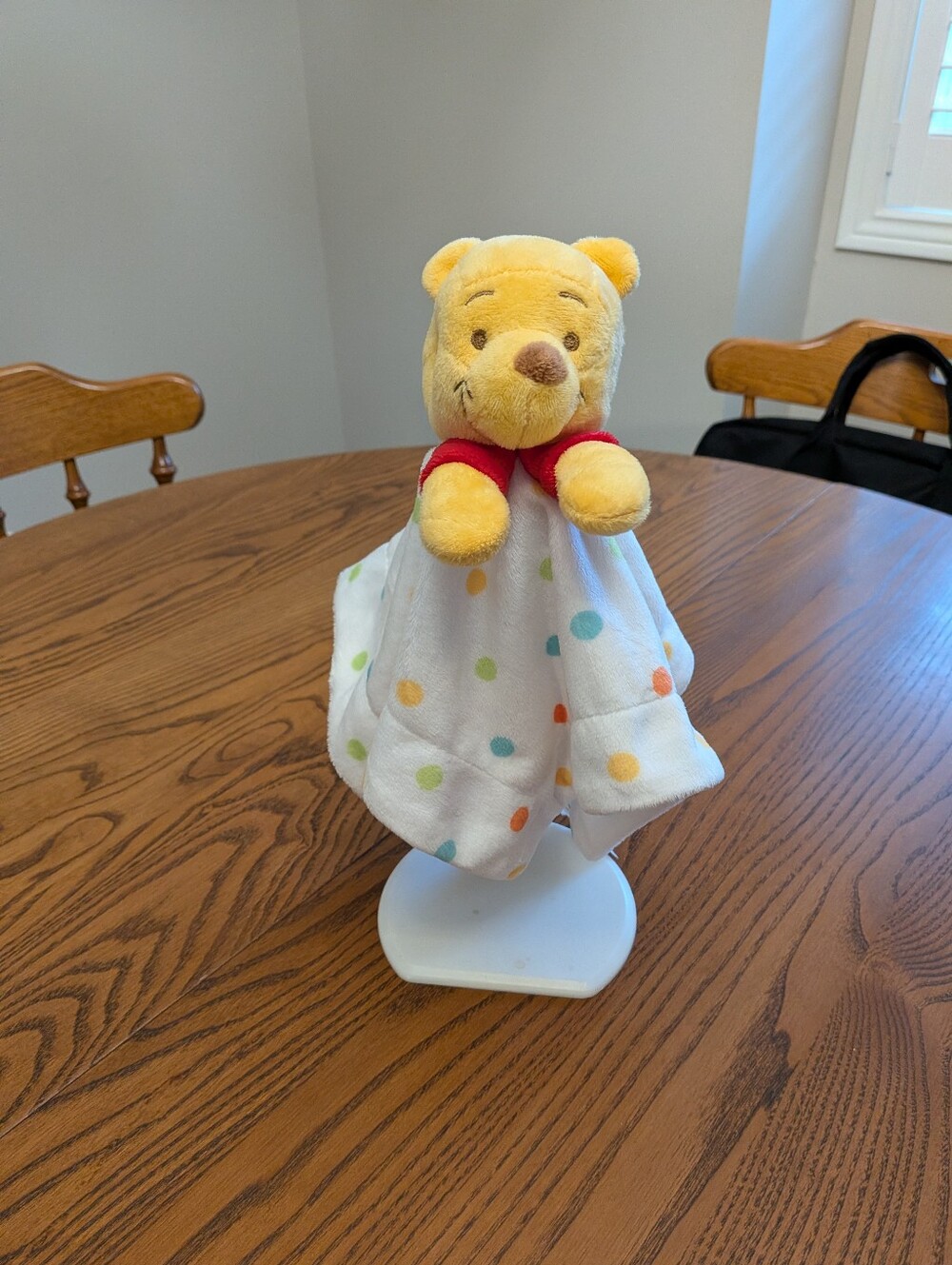 Disney Winnie the Pooh White Polka Dot Security  Blanket Nunu Baby Infant Lovey